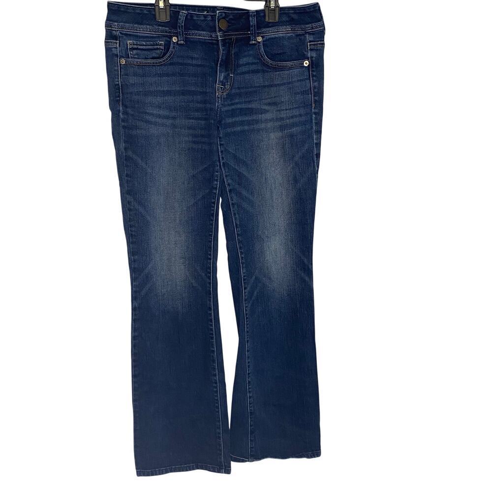 Womens American Eagle Low Rise Original Boot Dark Blue Jeans Size 8 Stretch